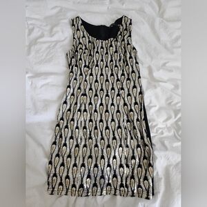 Gold, black, white sequin mini dress